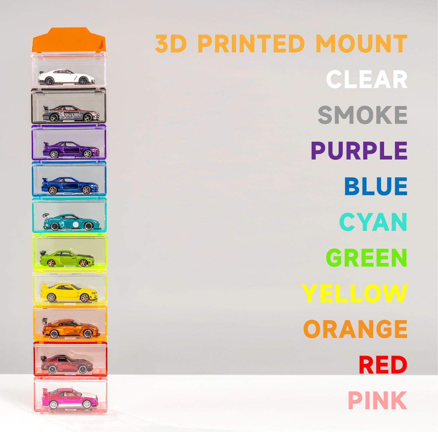 1/64 Diecast storage box 10 PCS Rainbow set +3D printed mount